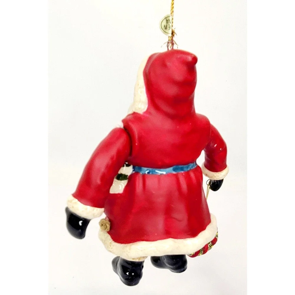Dillard's Trimmings Set Of 2 Santa Bell Ornaments Arms & Legs Move